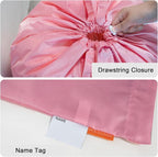 Polecasa Small Heavy Duty Laundry Bag with 130gsm Tear Resistant Fabric and Handles, Easy to Carry Durable Dirty Clothes Drawstring Bag, Perfect for College Dorm, Travel 21”x24”, Pink