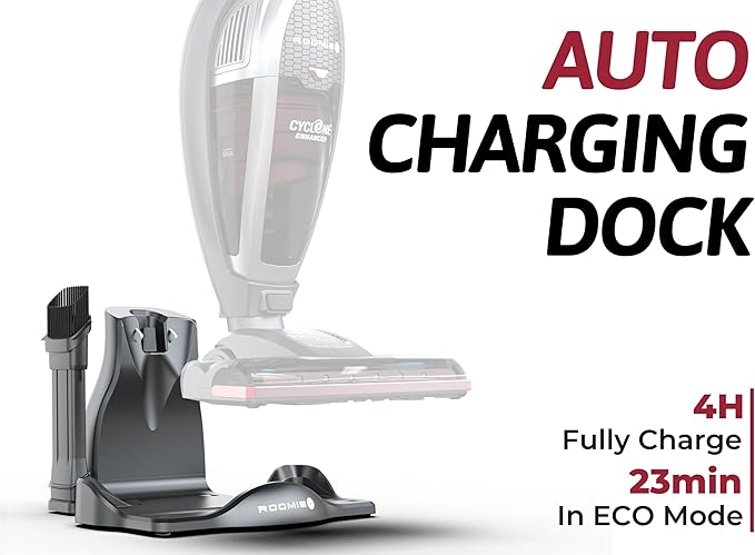 Roomie Tec SlimVac Cordless Vacuum Cleaner for Home – 2200mAh Battery, High Suction Power, Lightweight 2-in-1 Handheld with Bagless Filter, 6 LED Headlights and Auto Recharge Station - Vincent
