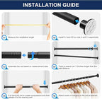 No Drilling Closet Rod, 27.5-74 Inches Hanging Closet Rod for Clothes, Closet Bar & Pole Heavy-duty, Closet Rods for Hanging Clothes For Closet Wardrobes Bathroom Laundry RV Curtains,Black