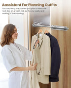 Supforce 14" Valet Rod for Closet Pull Out, Retractable Slide Out Valet Rod Closet Organization, Aluminum Valet Clothing Hanger Rods Perfect for Suits, Dresses & Freshly Pressed Clothes, White