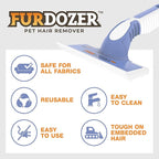 FurDozer Pet Hair Remover & Auto Detailing Tools - Cat & Dog Hair Remover for Carpets, Car Interiors, Couches, Bedding, & Pet Furniture (Purple, (2 Pack) - X6)