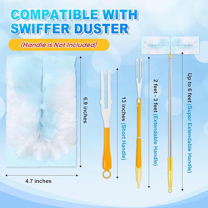 Duster Refill Compatible with Swiffer Hand Duster, 30 Count Unscented Disposable Heavy Duty Duster Refills, Dusters Refills for Cleaning, Blinds & Ceiling Fan (Handle is Not Included)