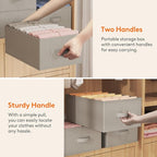 Lifewit 3 Pack Clothes Organizer, 6 Grids Closet Jean Storage Bins with Handles and Support Boards, Foldable Drawer Organizer for Sweater, Pants, T-shirt, Dress, Grey, Size 16.5''x10.6''x7.1''