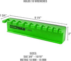 OEMTOOLS 22512 Magnetic Wrench Holder and Tool Organizer, Magnet Holds Up To 10 Wrenches To Most Metal Surfaces, SAE and Metric, 9.25 Inch Magnetic Tool Holder For Shop Or Garage, Green