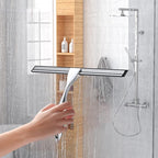 14-Inches Stainless Steel Shower Squeegee Set, Include Shower Door Hook, Adhesive Hook and Spare Silicone Blade, Window Squeegee for Shower Glass Door, Bathroom, Mirror, Window and Car Glass