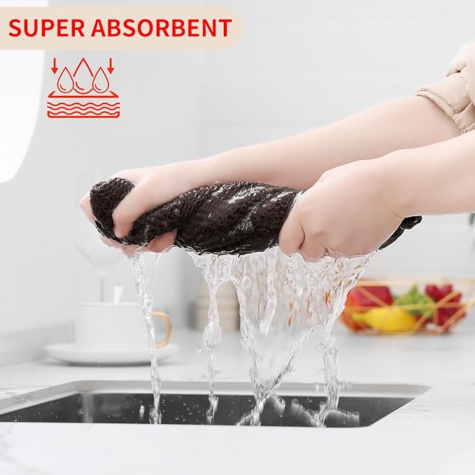 Homaxy 100% Cotton Waffle Weave Kitchen Dish Towels, Ultra Soft Absorbent Quick Drying Cleaning Towel, 13 x 28 Inches, 8-Pack, Dark Brown