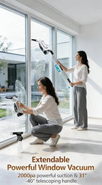 Cordless Window Vacuum Squeegee, 2000Pa Electric Window Cleaner with 2200mAh Battery & 150mL Detachable Tank, Multi-Surface Cleaning Kit for Glass, Shower, Car Windows & Household Use