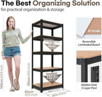 HOMEDANT House Black 5 Tier 24.4" W Laminated Metal Shelving Unit Adjustable Storage Utility Rack Heavy Duty Shelves Organization Multipurpose Shelf Kitchen Garage Pantry Closet 3 Pack