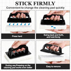 Maxdot 18 Pcs Handled Bath Scrubber Set, 15 Bathroom Scouring Pad 3 Bathtub Scrubber with Handle Non Scratch Soap Scum Remover for Cleaning Sink Shower Tile Swimming Pool Step Corner (Black and White)