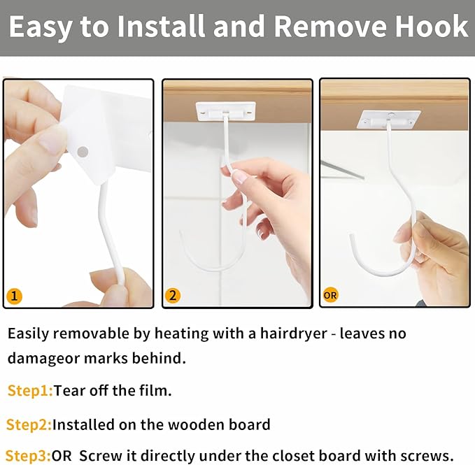 Self-Adhesive Banana Hooks, Foldable Magnetic Hanger Under Cabinet, Sturdy Metal Banana Holder for Kitchen, Space-Saving Design to Keep Bananas Fresh 3 Pieces White