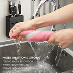Rachan 11Pack Kitchen Dish Cloths, Reusable Dish Towels, Nonstick Oil Washable Fast Drying, Super Absorbent Coral Velvet Cleaning Cloths for Cleaning Tableware, Kitchen, Bathroom (Pink-green10 x 6")