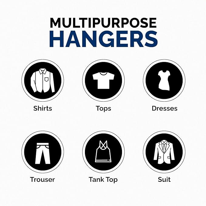 Closetselect Plastic Hangers 50 Pack - Space Saving Clothes Hangers, Made in USA, Durable & Strong Plastic Shirt & Coat Hanger with Notches & Shoulder Grooves, Non-Slip Clothing Hangers | Silver Hail