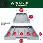 ROYAL CRAFT WOOD Luxury Bamboo Kitchen Drawer Organizer - Silverware Organizer - Utensil Holder and Cutlery Tray with Grooved Drawer Dividers for Flatware and Kitchen Utensils (5 Slot, Gray)