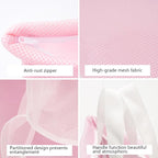 laundry bag with handles mesh laundry bags washing machine laundry totes travel storage and sorting bag for Clothes laundry bag for delicates(Pink)