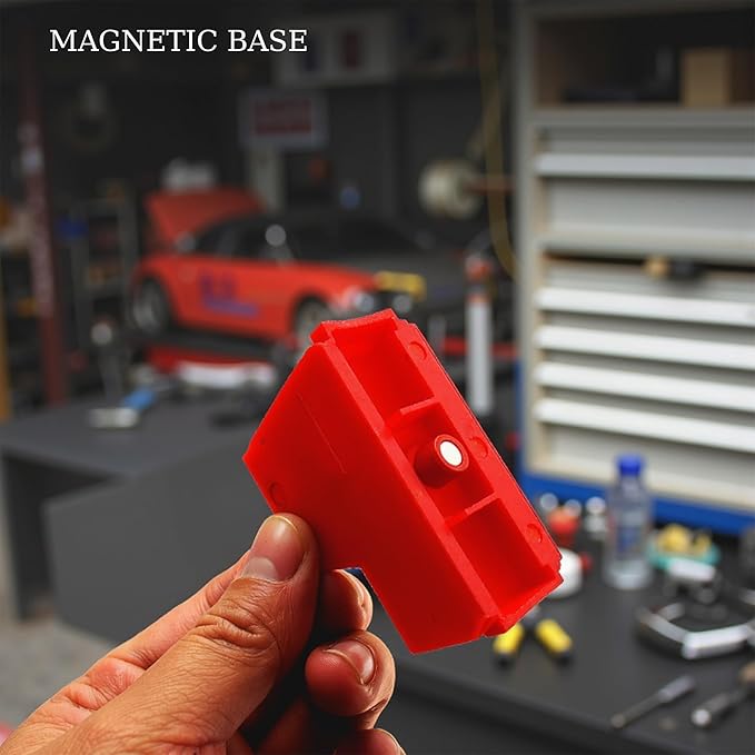 46PC Red Magnetic Wrench Organizers Set for Tool Storage - Modular Wrench Holders with Metric & SAE Labeled Slots, Extra Strength Magnet Base - Workshop & Home Toolbox Organization Gift