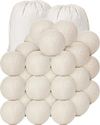Roowest 24 Pcs Wool Dryer Balls Set Reusable Laundry Wool Balls with Muslin Bags Fabric Softener Anti Wrinkle Anti Static Saving Energy and Time