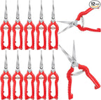 Lasnten 12 Pcs Pruning Shears Needle Nose Pruner Bulk Pruning Snips with Straight 8.3" Extra Long Edge Stainless Steel Sharp Blades Hand Garden Scissors Tool Trimming plants Fruit Trees Bonsai