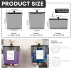 COAZEX 3 Pack Laundry Powder Container & Dryer Sheet Holder, Plastic Laundry Room Organization and Storage Jars with Lids, Labels & Scoops for Powder, Detergent, Scent Booster (Black)