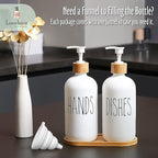 Glass Soap Dispenser Set with Tray, Contains Glass Hand Soap Dispenser and Glass Dish Soap Dispenser. Matte White soap Dispenser Suitable for The Kitchen Soap Dispenser, Rustic Kitchen Decor