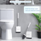 Sellemer Toilet Brush and Holder Set for Bathroom, Flexible Toilet Bowl Brush Head with Silicone Bristles, Compact Size for Storage and Organization, Ventilation Slots Base (3 Pack, White)