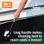 Stiff Hand Scrub Brush, Large Handle Heavy Duty Tire and Wheel Cleaning Tool, Outdoor Boat Scrubber with Handle, Carpet Cleaner, All-Purpose Cleaning Brush