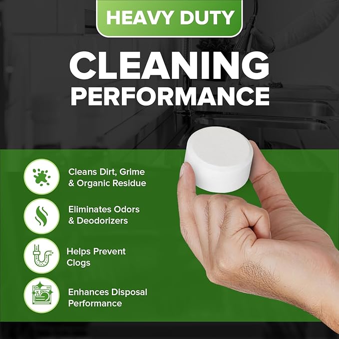 Garbage Disposal Cleaner and Deodorizer Tablets Drain Freshener, Foaming Citrus Scent, Sink Odor Remover for Kitchen Garbage Disposer Cleaning (12 XL Tablets - One Year Supply)