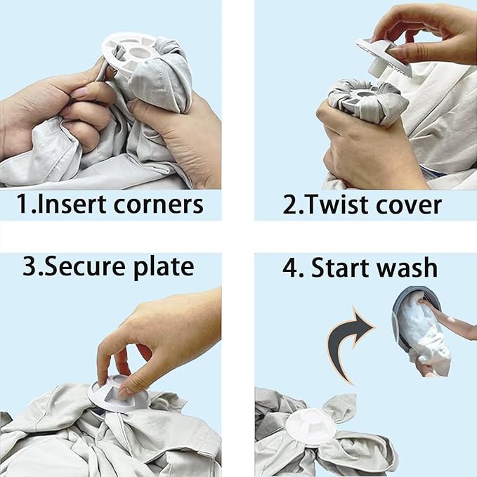 Reusable Wash Bed Sheet Detangler Prevent Bed Sheet Tangles Wrinkles in Washer Dryer Reduce Drying Time 4 Pack Light Blue