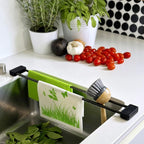 Sanni Shoo drip.line Pure Black - Versatile and Adjustable Kitchen Rack Drip Tray for Dishcloths, Brushes, and Bottles - Hygienic Storage - Made of Stainless Steel and Silicone