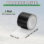 PATIKIL Awning Repair Tape 8m x 8cm Waterproof Canvas Tape High Adhesive Tear Repair Patch Kit for PVC Tarpaulin Tent Awning Fabric RV Sail Boat Cover, Black (3.15" x26.24ft)