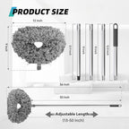 DRQ Ceiling Fan Cleaner Duster, 2 Pack Reusable Microfiber Duster with Extension Pole, 13 to 50 Inch Fan Blade Cleaner, Removable Dusters for Cleaning Walls Bookshelves Door Window Top (Grey)