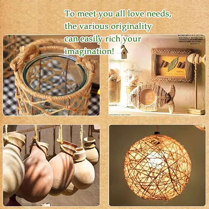 Jute Twine 10yards Long Twine String for Crafts Gift Wrapping Packing Gardening Crochet Knitting Macrame Decor (Yellow Brown)