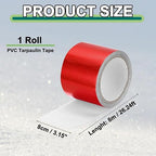 PATIKIL Awning Repair Tape 8m x 8cm Waterproof Canvas Tape High Adhesive Tear Repair Patch Kit for PVC Tarpaulin Tent Awning Fabric RV Sail Boat Cover, Red (3.15" x26.24ft)