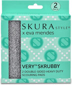 Skura Style x Eva Mendes Very Skrubby Heavy Duty Scouring Pads (Bulk 4 Pack) | Abrasive Kitchen Cleaner for Caked-on, Baked-on Dirt | Durable, Odor-Free, Flexible, Dual Sided