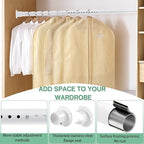 Closet Rod - 17-100 Inches, 1.3 Inch Diameter Heavy Duty Closet Rods Extender Hanging - Metal Matte White Adjustable Clothes Hanging Bar, for Closet, Bathroom, Windows
