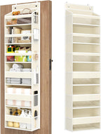 Over The Door Organizer, 6 Shelf Door Hanging Organizers with 6 Large Capacity Pockets, Behind Door Storage Hanging Shelves for Closet Wall Bathroom Bedroom Nursery