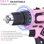 FASTPRO 160-Piece Pink Tool Set with 12V Cordless Lithium-ion Drill Driver, Lady's Home Repairing Tool Kit with Drill in Storage Case, For DIY, Home Maintenance