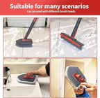 Tile Tub Scrubber Brush No Scratch with 4 Different Function Cleaning Heads and 51" Long Handle- Shower Scrubber for Cleaning Bathroom Kitchen Toilet Wall,Bathtub,Sink，Floors, Walls, mats, Ceilings