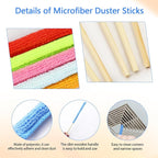 12 Pcs Microfiber Detail Duster Sticks Fan Cleaning Brush Crevice Cleaning Tool AC Vent Cleaner Mini Split Cleaning Kit Fan Blade Cleaner Dusters for Cleaning Home Car Window Blind(Multicolors)
