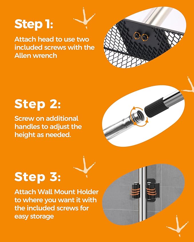 Upgraded Chicken Poop Scooper & Rake 2-in-1,Coop Cleaning Tool Metal Scoop,0.25" fine mesh Sand Sifting Shovel with 35" to 62" Adjustable Stainless Steel Handle for Chicken Coops & Farm Animals Scoop