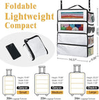 Suitcase Organizer, Carry On Closet Luggage Organizer Accessories - Foldable, Hangable Portable Hanging Travel Shelves With Shoulder Strap - Medium, White