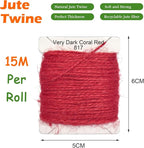 Jute Twine 15m Long Twine String for Crafts Gift Wrapping Packing Gardening Crochet Knitting Macrame Decor (Very Dark Coral Red)