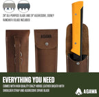 AGAWA - BOREAL24 Backwoods Kit - Includes 24" Folding Saw, Leather Sheath, 24" All-Purpose & 24" Aggressive Saw Blade - For Camping, Hunting & Survival Kit (Black Frame/Yellow Handle)