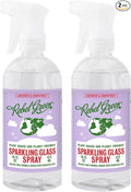 Rebel Green Sparkling Glass Spray - Streak-Free Natural Glass Cleaner for Windows, Mirrors, and Surfaces - Lavender & Grapefruit Scent - 16 oz - 2 Pack