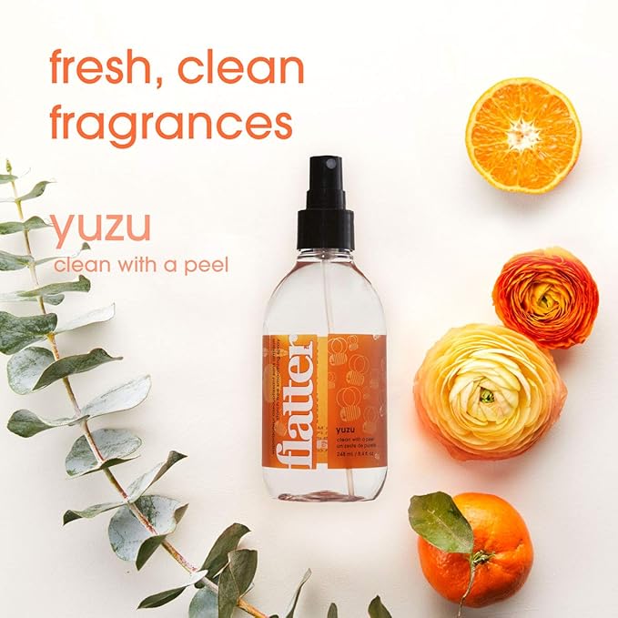Flatter Smoothing Spray by Soak | Naturally-derived Wrinkle Release Spray | Starch-Free Alternative for Ironing, Quilting & Sewing | 8oz | (Yuzu)
