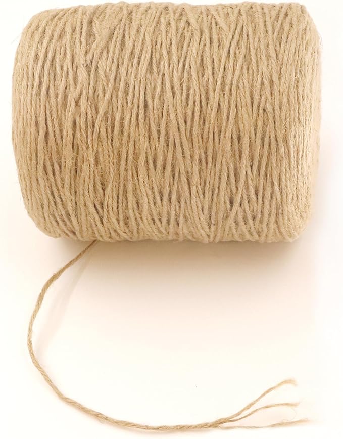 2mm x 2500 Feet Natural Jute Rope, Twine for Gardening Tomato Climbing Plant Tie Floristry Crafts Gift Wrapping Packing Decor