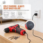 Hi-Spec Tool Set with 8V Cordless Drill Set. Complete DIY Tool Kit with USB Rechargeable Electric Drill Driver for Women and Men, Home Repair & Maintenance, in a Compact Toolbox.