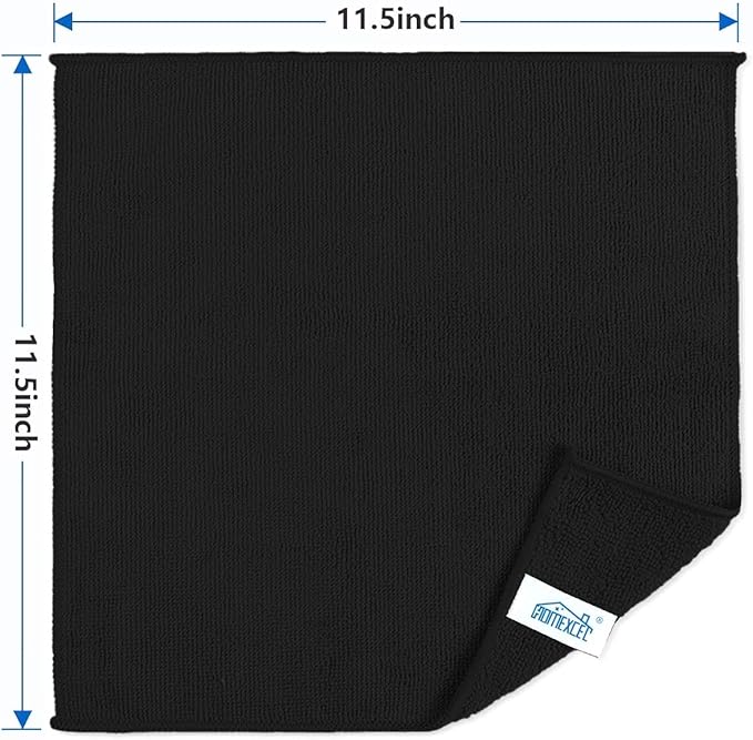 HOMEXCEL Black Microfiber Cleaning Cloth,150 Pack Cleaning Rags, Cleaning Towels,11.5"X11.5" Shop Towels