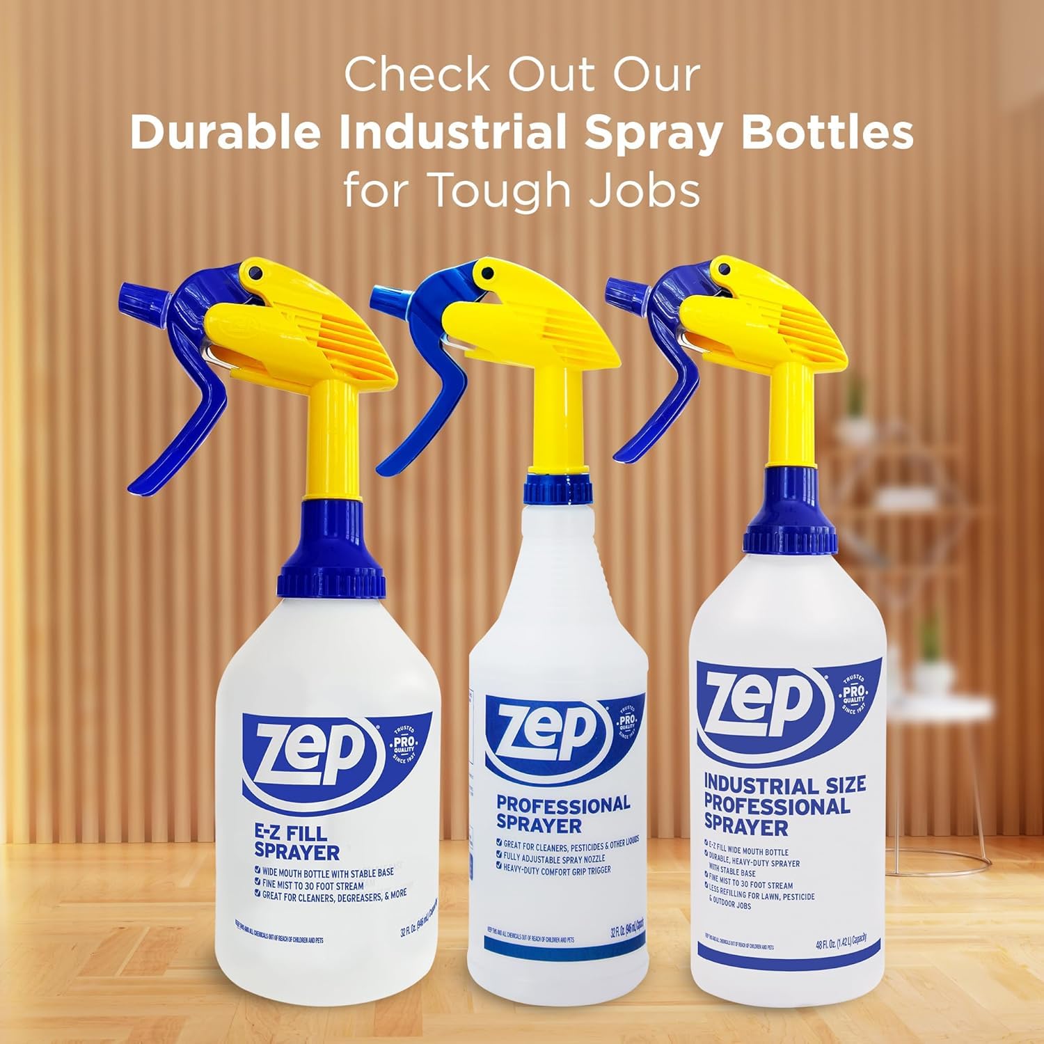 ZEP Professional Sprayer Bottle, 32 oz, Pack of 3, HDPRO1