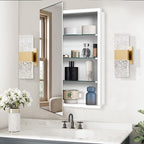 Bathroom Medicine Cabinet with 20x30 in Rectangular Beveled Frameless Mirror,Wall Mounted Mirror Cabinet for Bathroom Toilet Kitchen,Recess or Surface Mount,Already Assembly