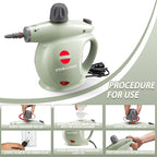 Handheld Steam Cleaner, Pressurized Multi-Surface Steam Shot with 13 Accessories, Safety Lock, Steamer for Cleaning Floor, Upholstery, Grout, Windows, Couch and Car, Green